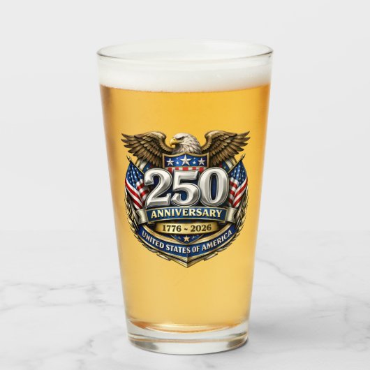 アメリカ建国250周年ビール タンブラーグラス (ドリンク正面)
