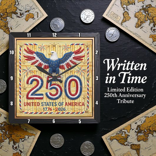 アメリカ建国250周年ロープクラフトイーグル スクエア壁時計