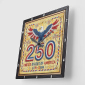 アメリカ建国250周年ロープクラフトイーグル スクエア壁時計 (傾斜)