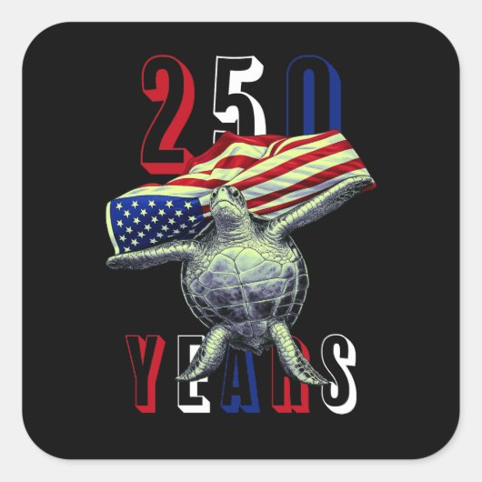 アメリカ建国250周年愛国カメ スクエアシール (正面)