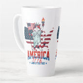 アメリカ建国250周年愛国猫 カフェラテマグ (左アングル)