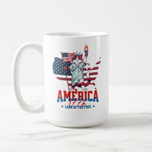 アメリカ建国250周年愛国猫 コーヒーマグカップ (左)