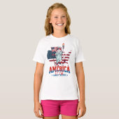 アメリカ建国250周年愛国猫 Tシャツ (正面フル)