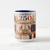 アメリカ建国250周年記念の本棚マグカップ 愛国的な本好きのためのカップ マグカップ (中央)