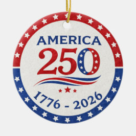 アメリカ建国250周年記念オーナメント 1776–2026 愛国的な思い出 セラミックオーナメント