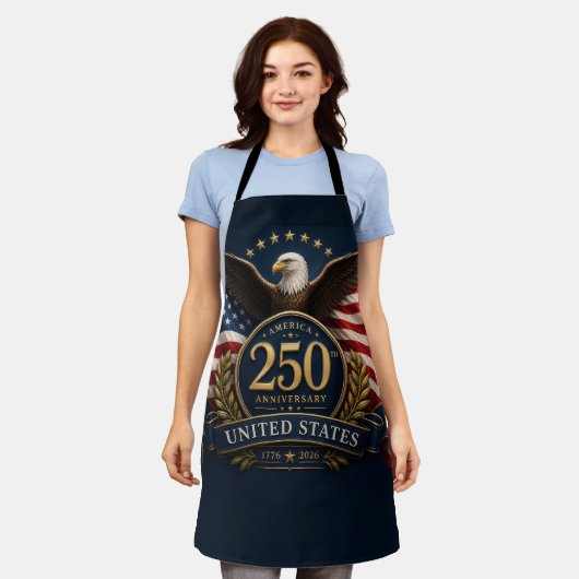 アメリカ建国250周年記念グッズ エプロン (着用した状態)