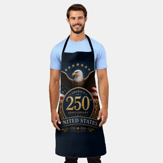 アメリカ建国250周年記念グッズ エプロン (着用した状態)