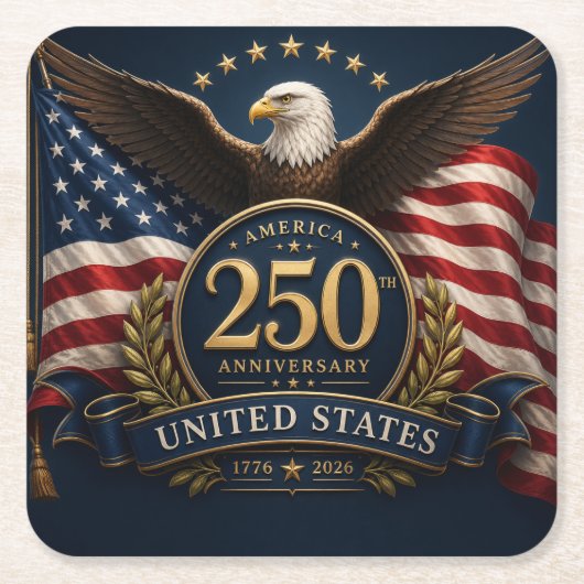 アメリカ建国250周年記念グッズ スクエアペーパーコースター (正面)