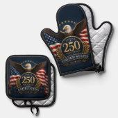 アメリカ建国250周年記念グッズ 鍋つかみ&鍋敷きセット (正面/裏面)