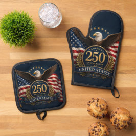 アメリカ建国250周年記念グッズ 鍋つかみ&鍋敷きセット