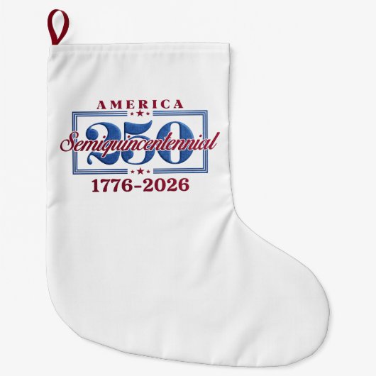 アメリカ建国250周年記念グラフィック – 1776-2026 ラージクリスマスストッキング (正面)