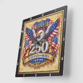 アメリカ建国250周年記念ゴールデンイーグル スクエア壁時計 (傾斜)