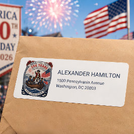 アメリカ建国250周年記念ネコのエンブレムの返信用住所ラベル ラベル
