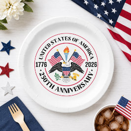 アメリカ建国250周年記念パトリオティックイーグルエンブレム ペーパープレート