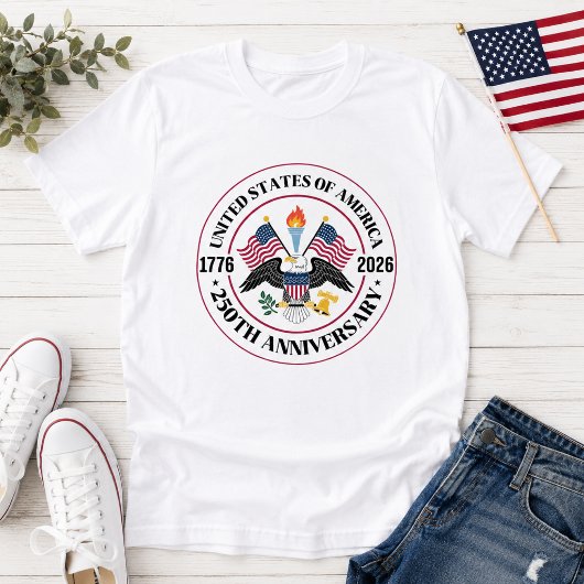 アメリカ建国250周年記念パトリオティックイーグルエンブレム Tシャツ