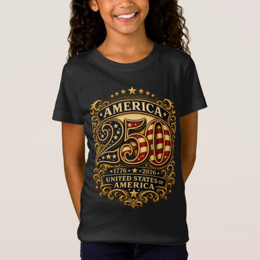 アメリカ建国250周年記念パトリオティック 1776-2026 Tシャツ (正面)