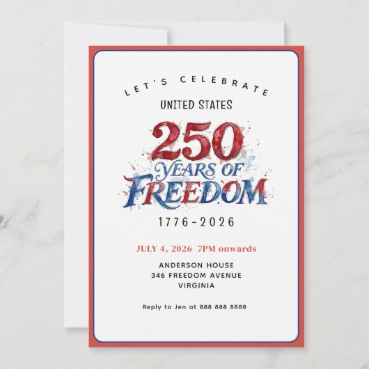 アメリカ建国250周年記念パーティー 招待状 (正面)