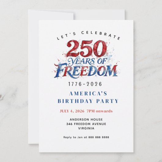 アメリカ建国250周年記念パーティー 招待状 (正面)