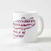 アメリカ建国250周年記念フラグスクリプトデザイン ジャンボコーヒーマグカップ (正面右)