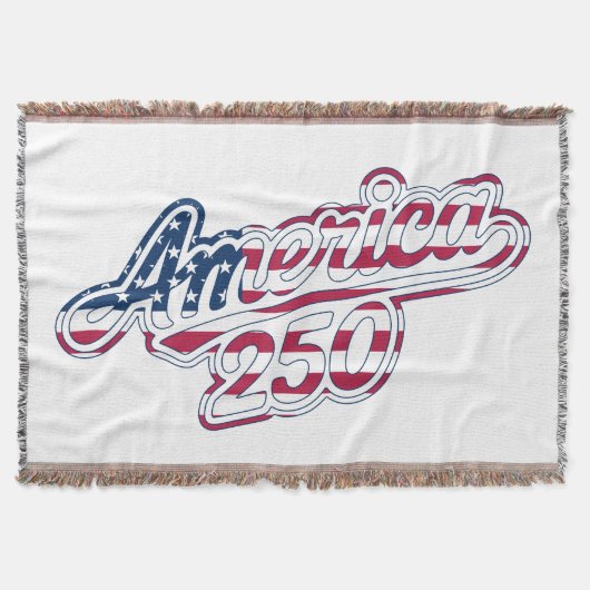 アメリカ建国250周年記念フラグスクリプトデザイン スローブランケット (正面)