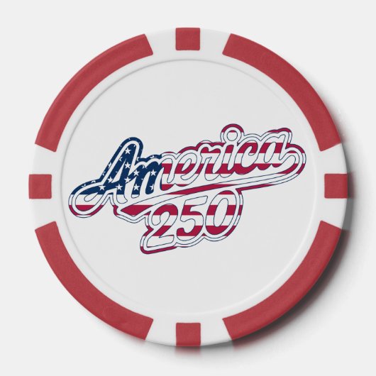 アメリカ建国250周年記念フラグスクリプトデザイン ポーカーチップ (正面)