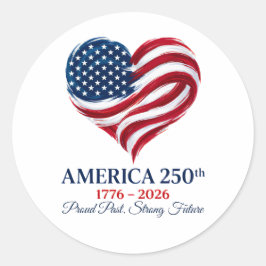 アメリカ建国250周年記念フラグハートステッカー ラウンドシール