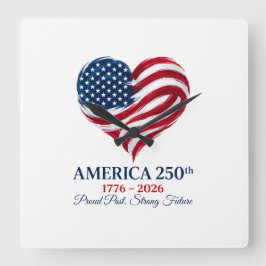 アメリカ建国250周年記念フラグハート時計 スクエア壁時計
