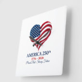 アメリカ建国250周年記念フラグハート時計 スクエア壁時計 (傾斜)