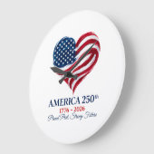 アメリカ建国250周年記念フラグハート時計 ラージ壁時計 (傾斜)