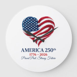 アメリカ建国250周年記念フラグハート時計 ラージ壁時計