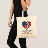 アメリカ建国250周年記念フラッグハートトート トートバッグ (正面(商品))