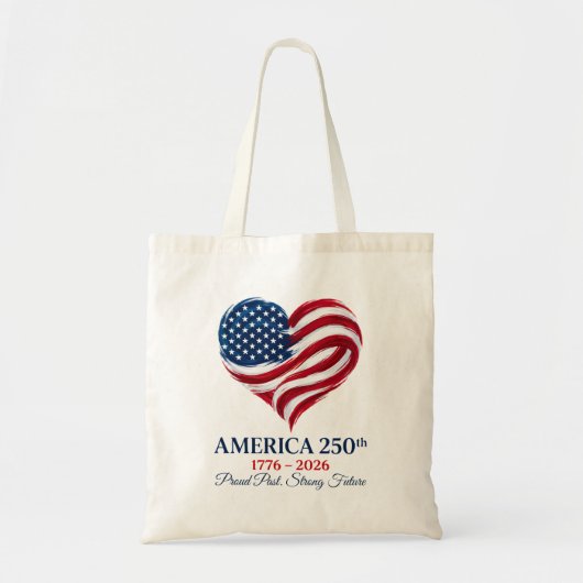 アメリカ建国250周年記念フラッグハートトート トートバッグ (正面)