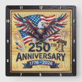 アメリカ建国250周年記念ヘリテージイーグル スクエア壁時計 (正面)