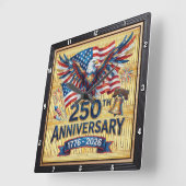 アメリカ建国250周年記念ヘリテージイーグル スクエア壁時計 (傾斜)