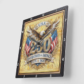 アメリカ建国250周年記念マジェスティックイーグル スクエア壁時計 (傾斜)