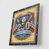アメリカ建国250周年記念リバティ・イーグル スクエア壁時計 (傾斜)