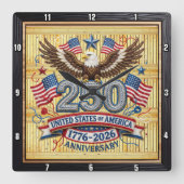 アメリカ建国250周年記念ロープデザイン時計 スクエア壁時計 (正面)