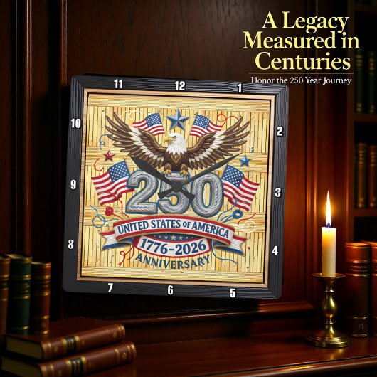 アメリカ建国250周年記念ロープデザイン時計 スクエア壁時計