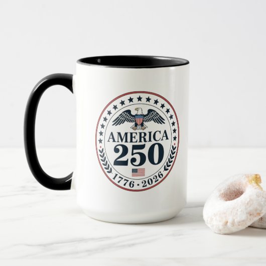 アメリカ建国250周年記念公式シール マグカップ (ドーナツ付き)