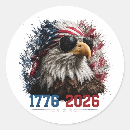 アメリカ建国250周年記念国旗 1776–2026 ラウンドシール (正面)