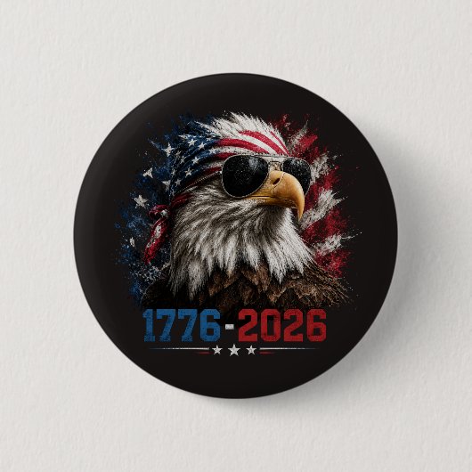 アメリカ建国250周年記念国旗 1776–2026 缶バッジ (正面)