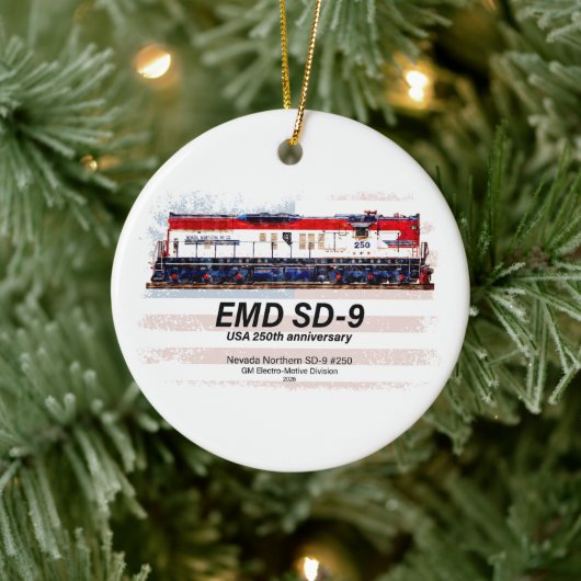 アメリカ建国250周年記念塗装 EMD SD-9機関車 セラミックオーナメント (ツリー)