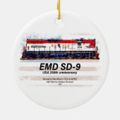 アメリカ建国250周年記念塗装 EMD SD-9機関車 セラミックオーナメント (裏面)