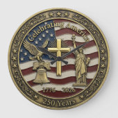 アメリカ建国250周年記念愛国デザイン ラージ壁時計 (正面)