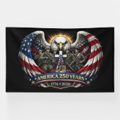 アメリカ建国250周年記念愛国ハクトウワシと軍隊へのオマージュ 横断幕 (横)