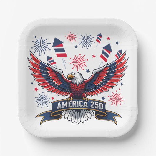 アメリカ建国250周年記念愛国ワシ花火 ペーパープレート (正面)