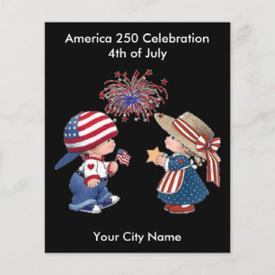 アメリカ建国250周年記念花火大会 1776-2026 レトロ チラシ