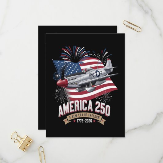 アメリカ建国250周年記念飛行機 インビテーションポストカード (正面/裏面インサイチュ)