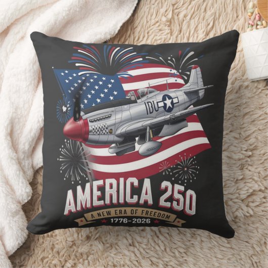 アメリカ建国250周年記念飛行機 クッション (ブランケット)