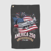 アメリカ建国250周年記念飛行機 ゴルフタオル (正面)